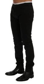 GF Ferre Black Cotton Stretch Chinos Pants