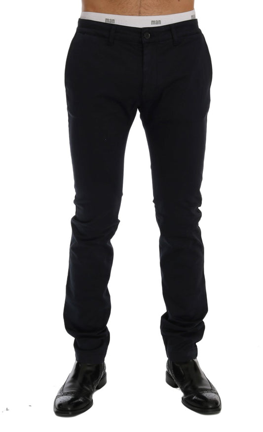GF Ferre Blue Cotton Stretch Chinos Pants GF Ferre