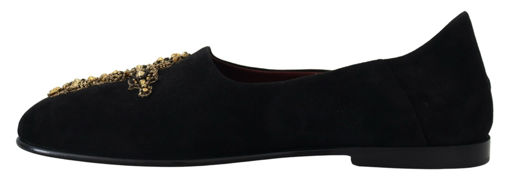Dolce & Gabbana Black Suede Gold Cross Slip On Loafers Shoes Dolce & Gabbana