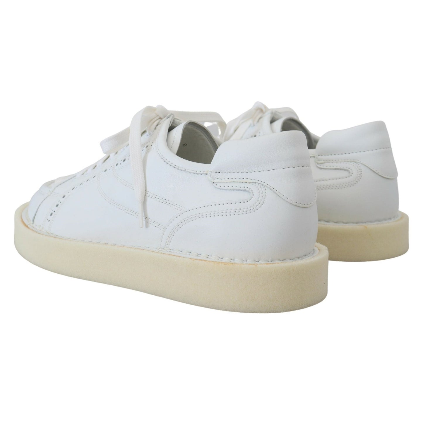 Dolce & Gabbana White Leather Low Top Oxford Sneakers Casual Shoes