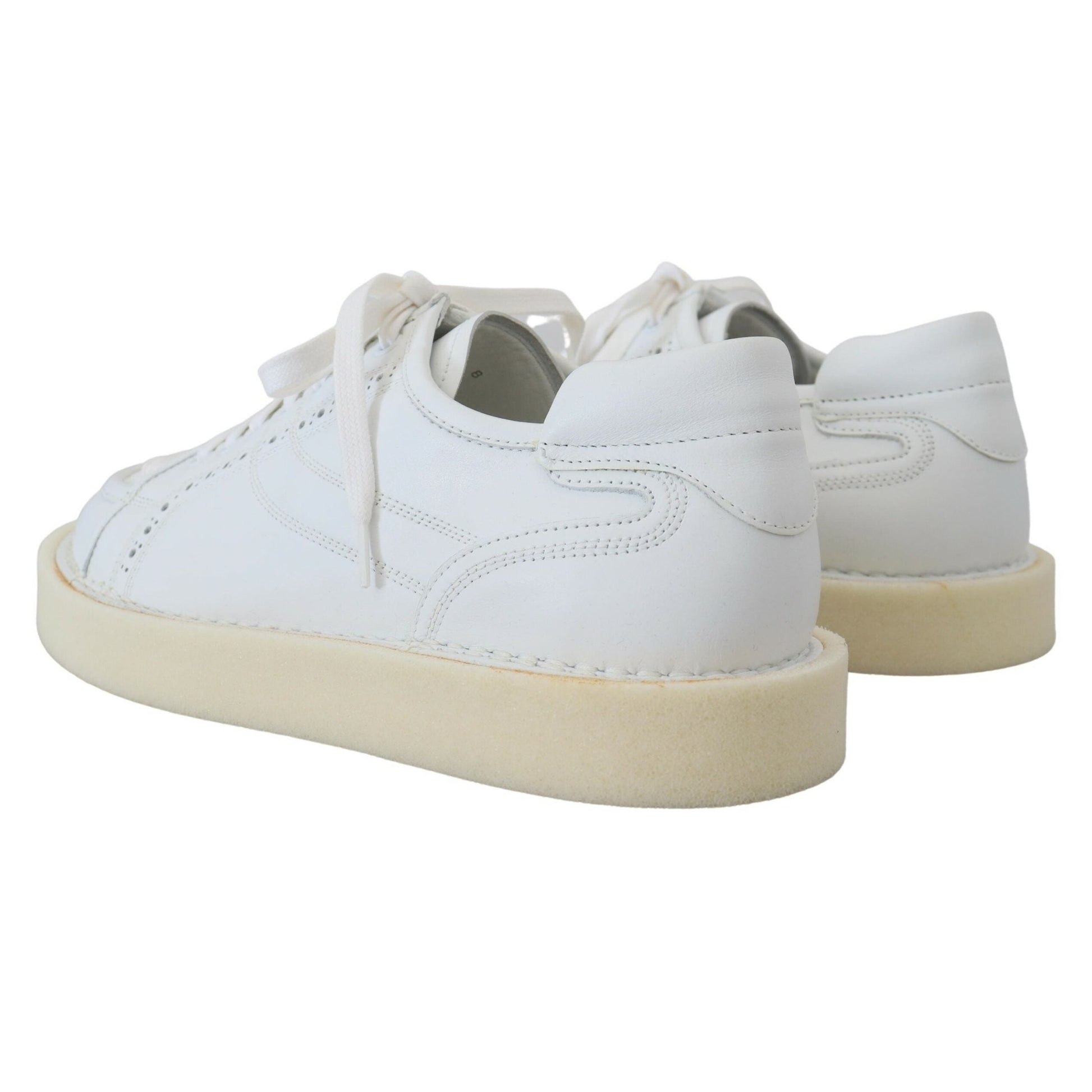 Dolce & Gabbana White Leather Low Top Oxford Sneakers Casual Shoes