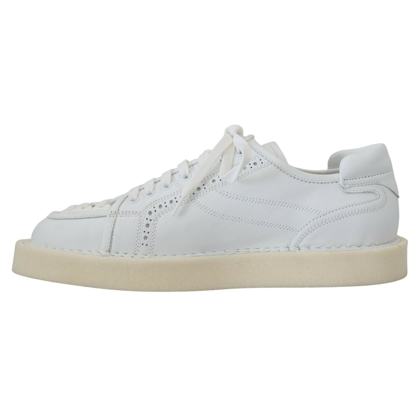 Dolce & Gabbana White Leather Low Top Oxford Sneakers Casual Shoes