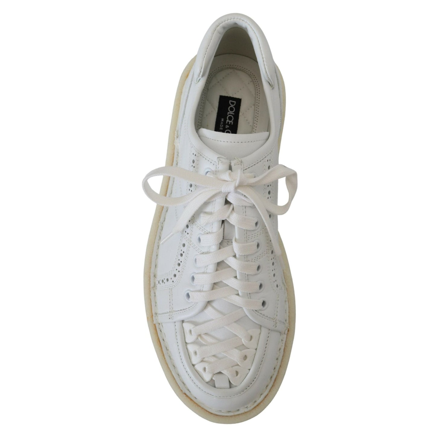 Dolce & Gabbana White Leather Low Top Oxford Sneakers Casual Shoes