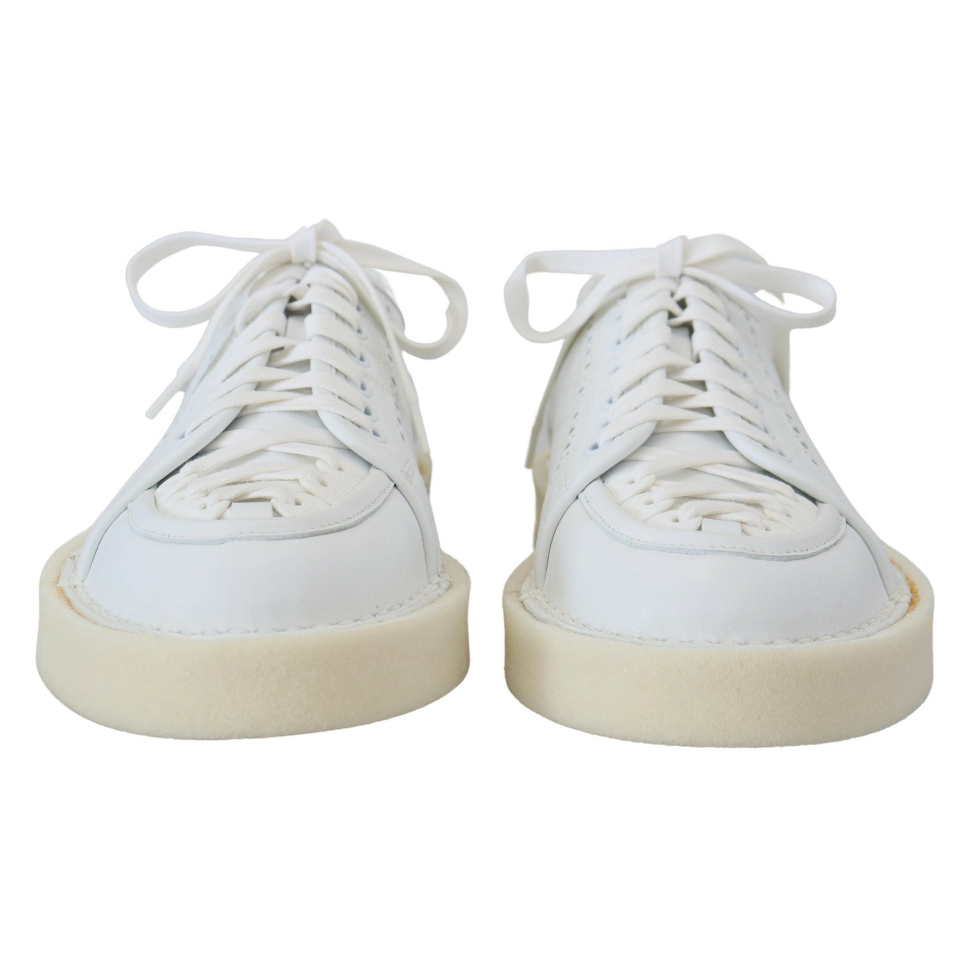 Dolce & Gabbana White Leather Low Top Oxford Sneakers Casual Shoes