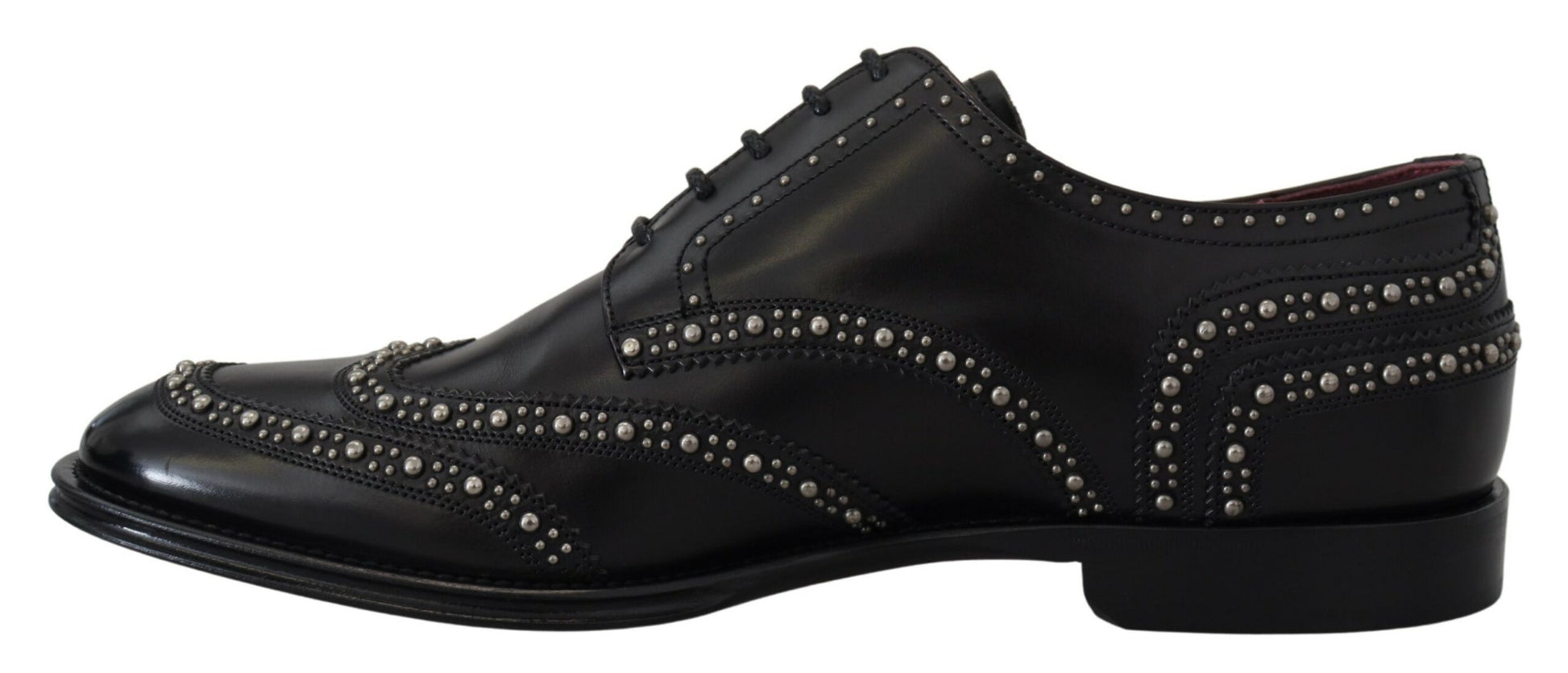Dolce & Gabbana Black Leather Derby Dress Studded Shoes Dolce & Gabbana