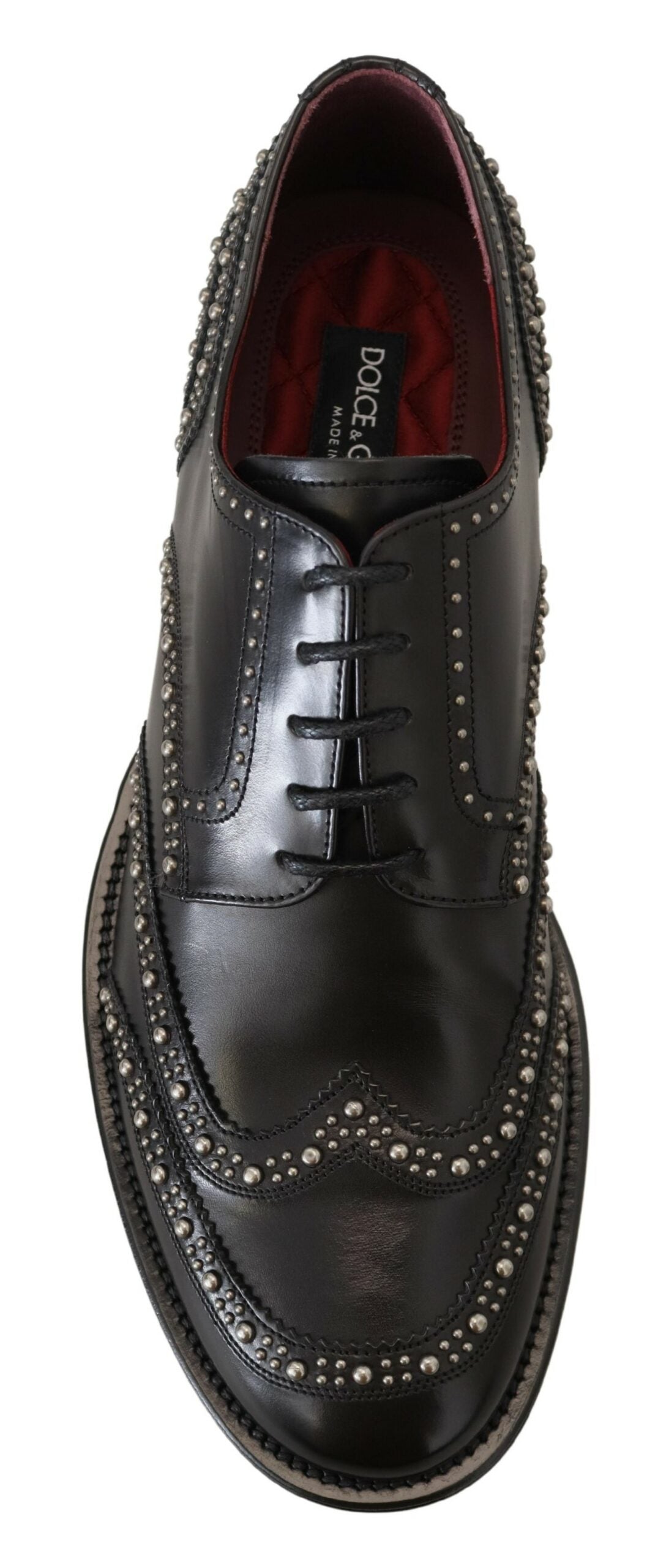 Dolce & Gabbana Black Leather Derby Dress Studded Shoes Dolce & Gabbana