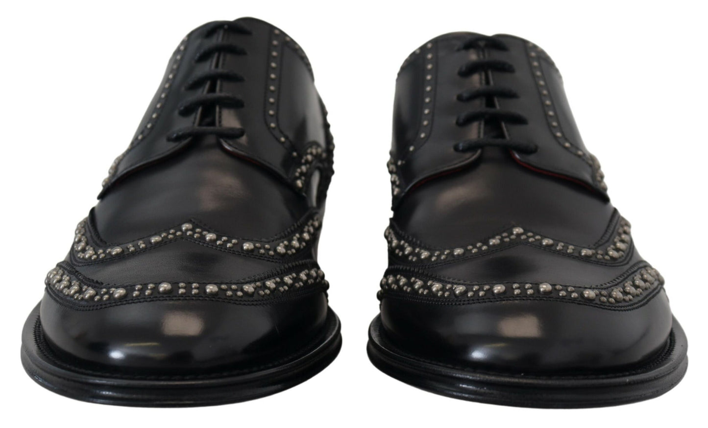 Dolce & Gabbana Black Leather Derby Dress Studded Shoes Dolce & Gabbana