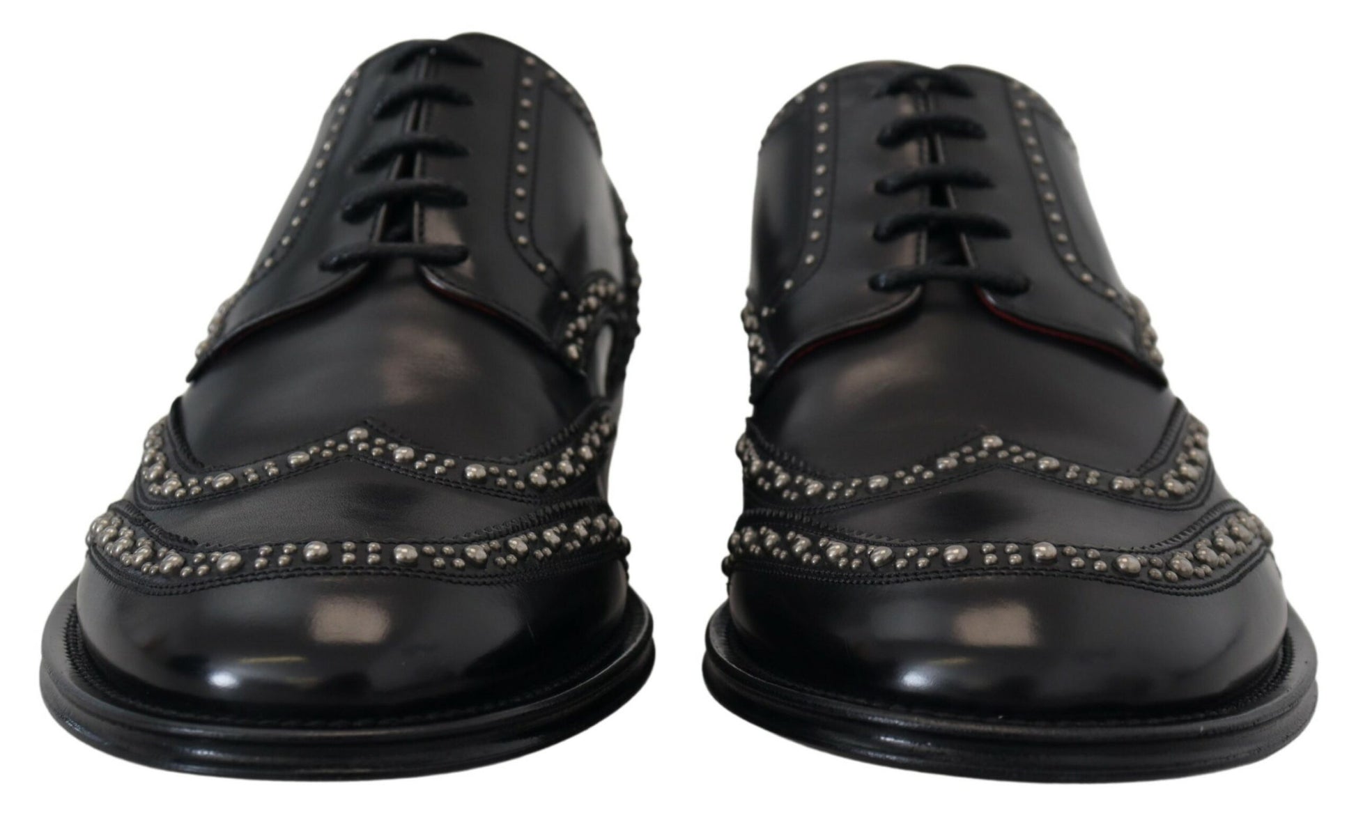 Dolce & Gabbana Black Leather Derby Dress Studded Shoes Dolce & Gabbana