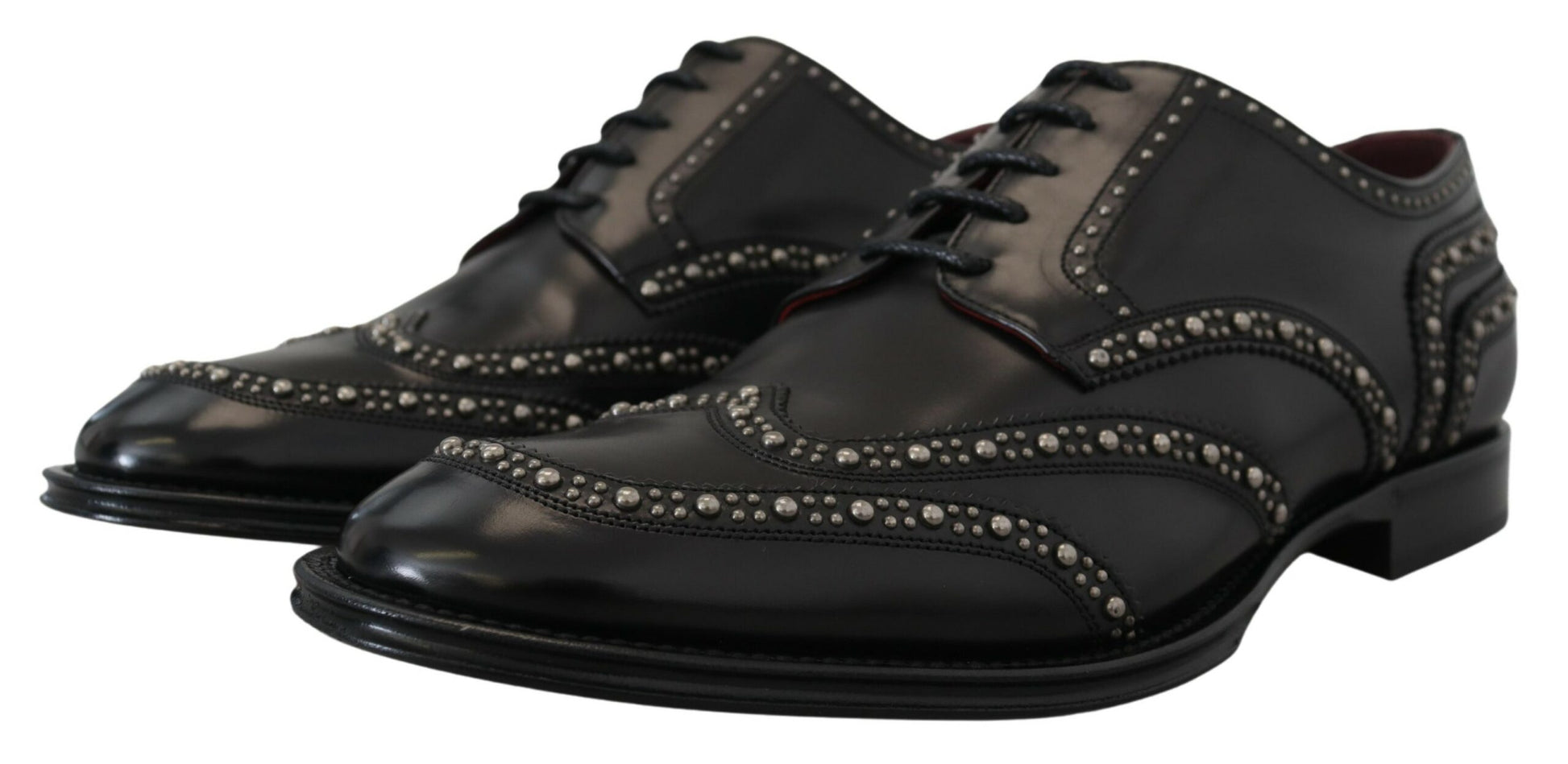Dolce & Gabbana Black Leather Derby Dress Studded Shoes Dolce & Gabbana