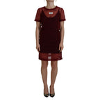 Dolce & Gabbana Maroon Nylon Two Layer Shift Mini Dress