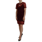 Dolce & Gabbana Maroon Nylon Two Layer Shift Mini Dress