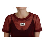 Dolce & Gabbana Maroon Nylon Two Layer Shift Mini Dress
