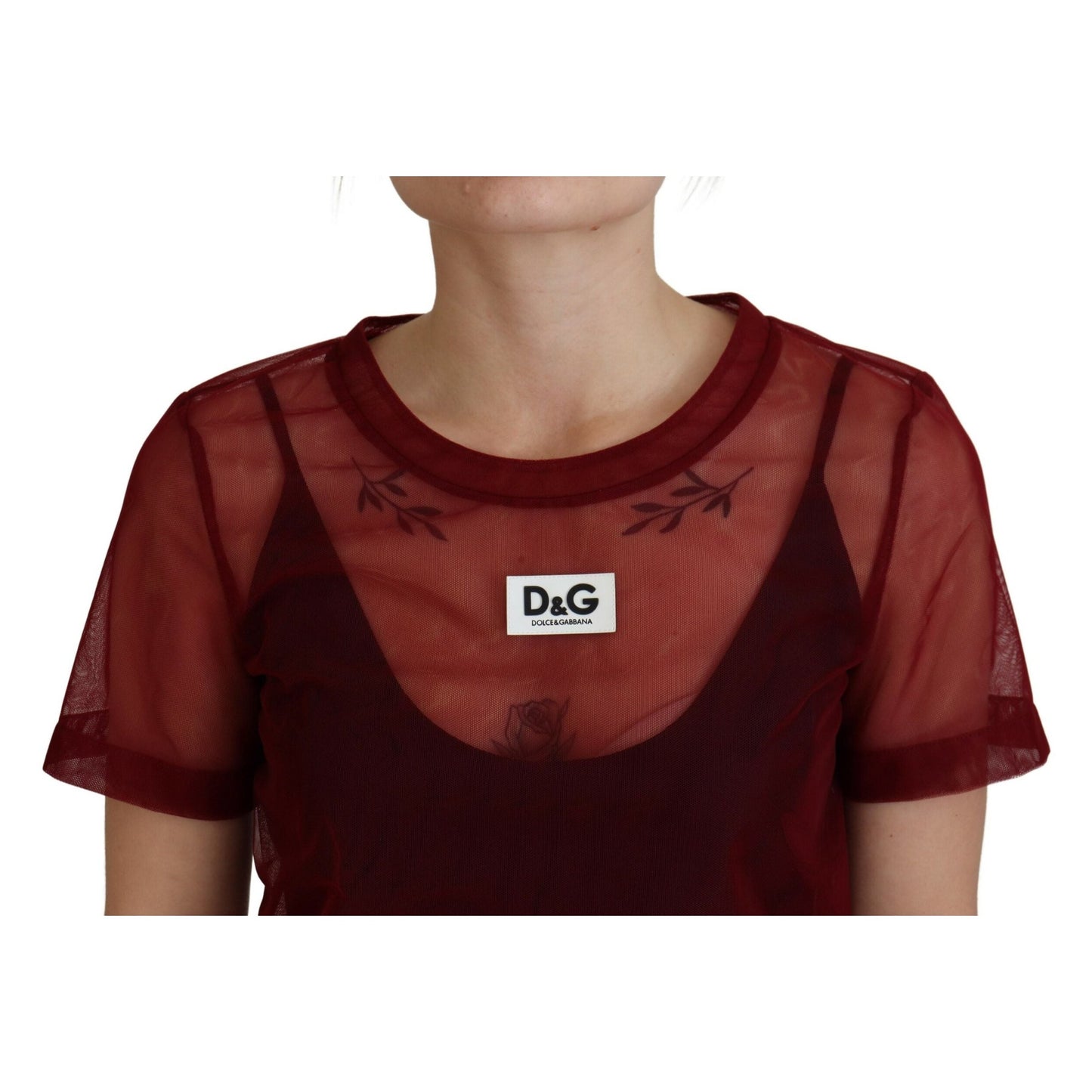 Dolce & Gabbana Maroon Nylon Two Layer Shift Mini Dress