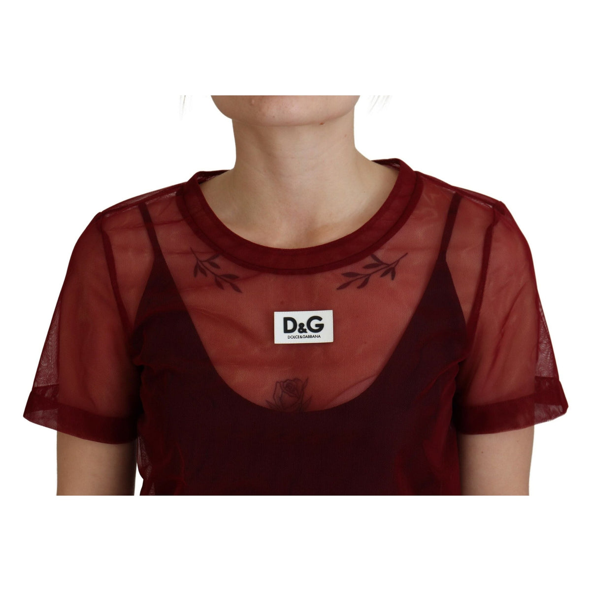 Dolce & Gabbana Maroon Nylon Two Layer Shift Mini Dress