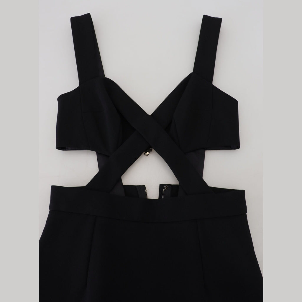 Dolce & Gabbana Black Viscose Bodycon Sheath Midi Dress