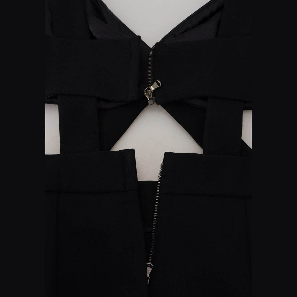 Dolce & Gabbana Black Viscose Bodycon Sheath Midi Dress