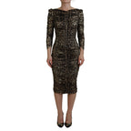 Dolce & Gabbana Multicolor Leopard Bodycon Sheath Midi Dress