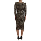Dolce & Gabbana Multicolor Leopard Bodycon Sheath Midi Dress