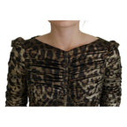 Dolce & Gabbana Multicolor Leopard Bodycon Sheath Midi Dress