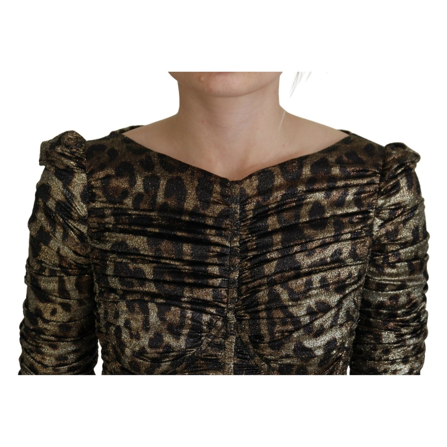 Dolce & Gabbana Multicolor Leopard Bodycon Sheath Midi Dress
