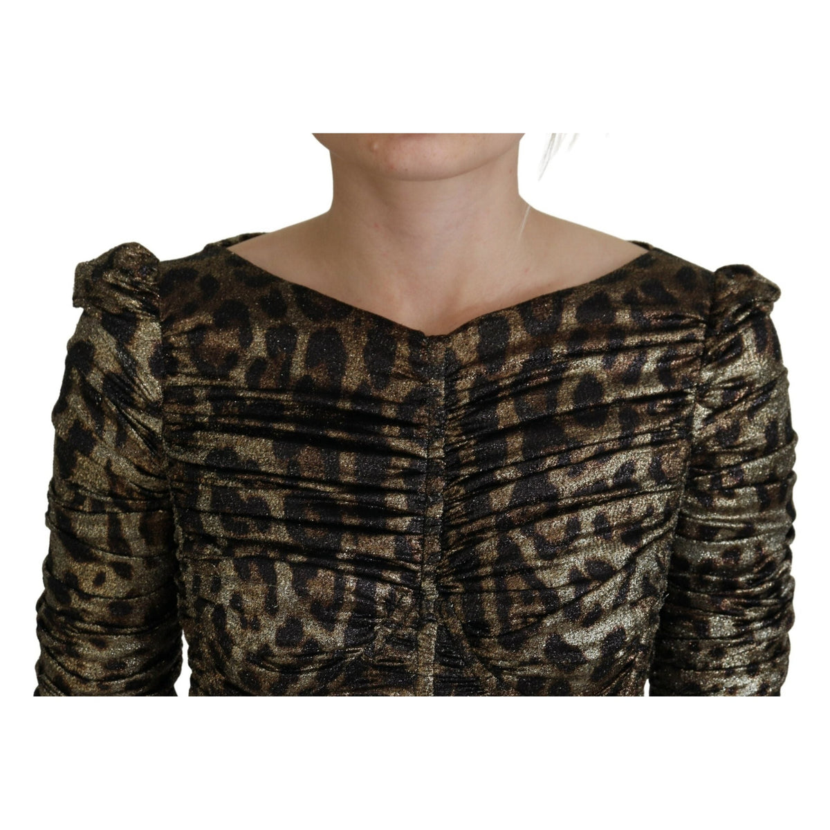 Dolce & Gabbana Multicolor Leopard Bodycon Sheath Midi Dress