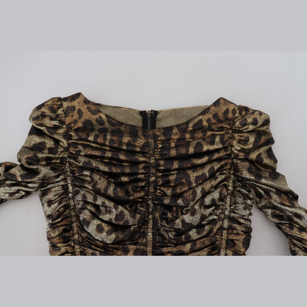Dolce & Gabbana Multicolor Leopard Bodycon Sheath Midi Dress