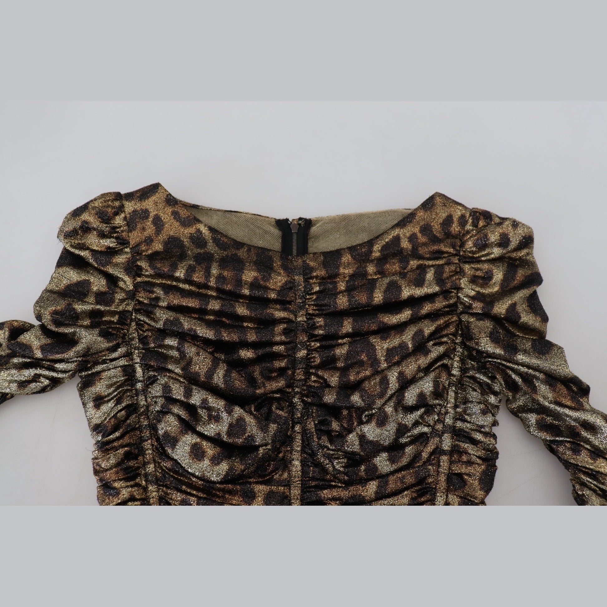 Dolce & Gabbana Multicolor Leopard Bodycon Sheath Midi Dress