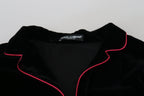 Dolce & Gabbana Black Button Belted Blazer Viscose Jacket