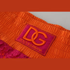 Dolce & Gabbana Pink Orange Lace Cotton High Waist Shorts