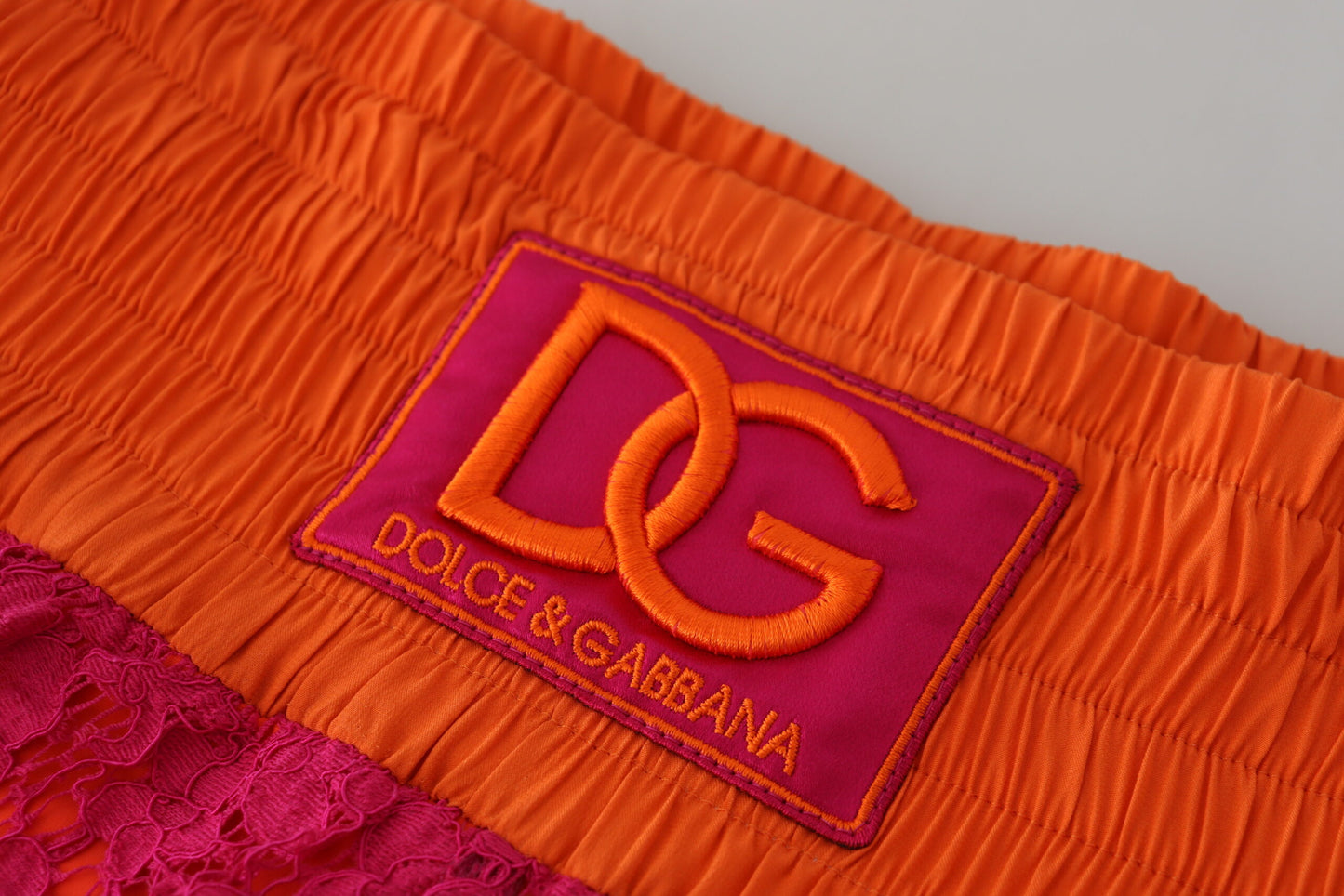 Dolce & Gabbana Pink Orange Lace Cotton High Waist Shorts Dolce & Gabbana