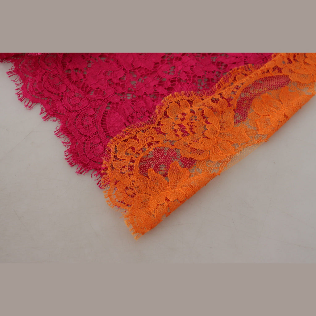 Dolce & Gabbana Pink Orange Lace Cotton High Waist Shorts