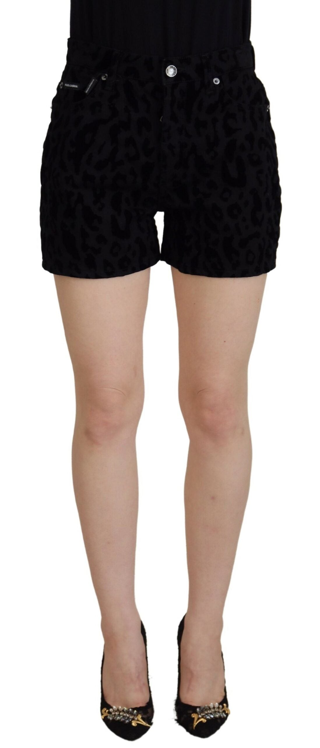 Dolce & Gabbana Black Denim Cotton Stretch Hot Pants Shorts Dolce & Gabbana