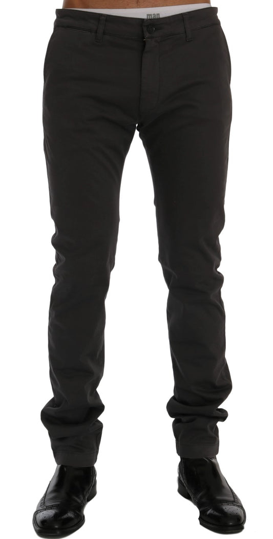 GF Ferre Gray Cotton Stretch Chinos Pants GF Ferre