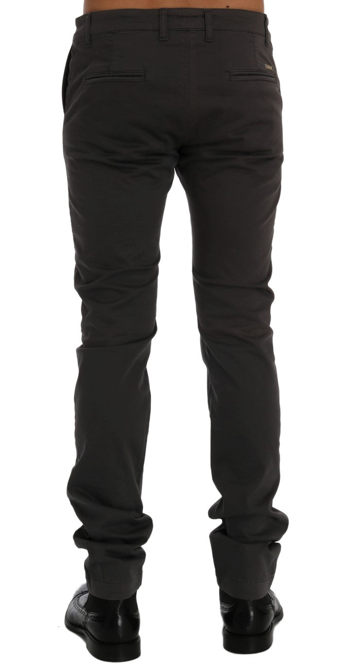 GF Ferre Gray Cotton Stretch Chinos Pants GF Ferre