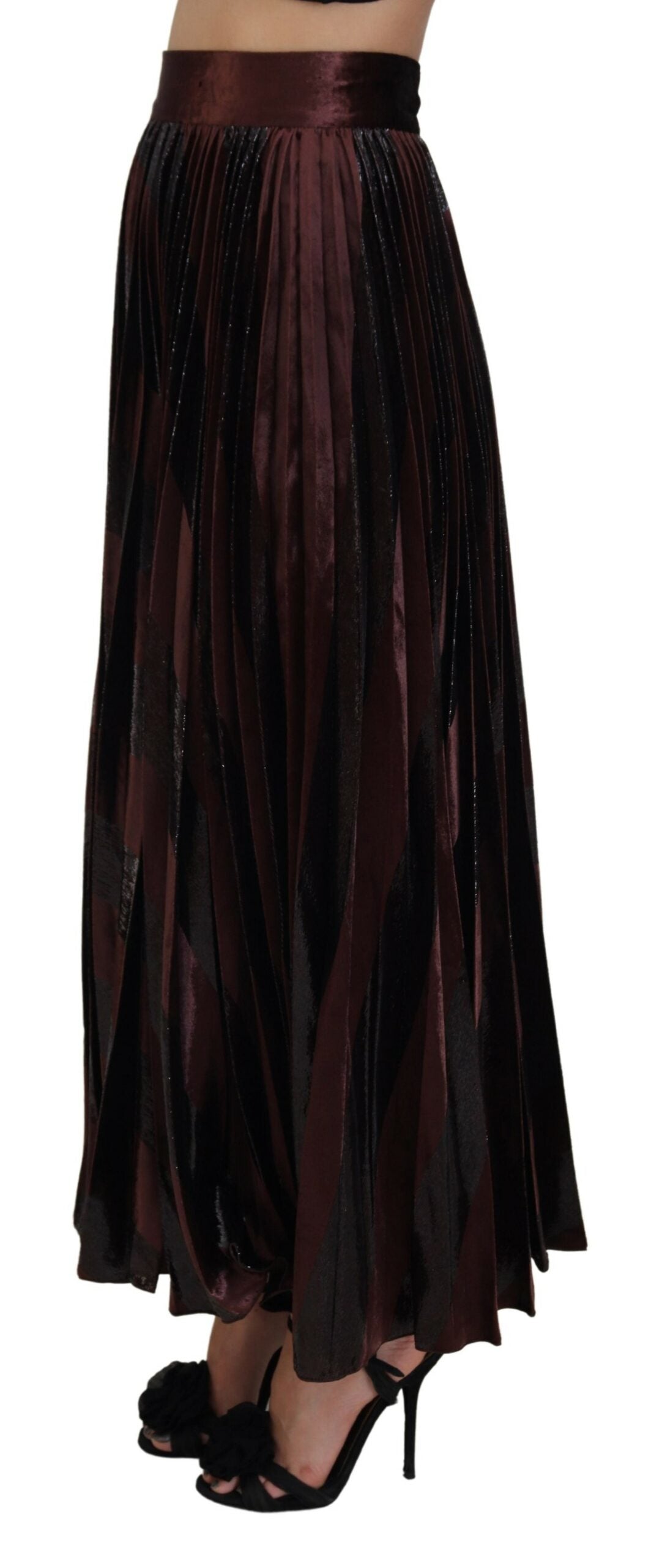 Dolce & Gabbana Brown Polyester High Waist A-line Maxi Skirt Dolce & Gabbana