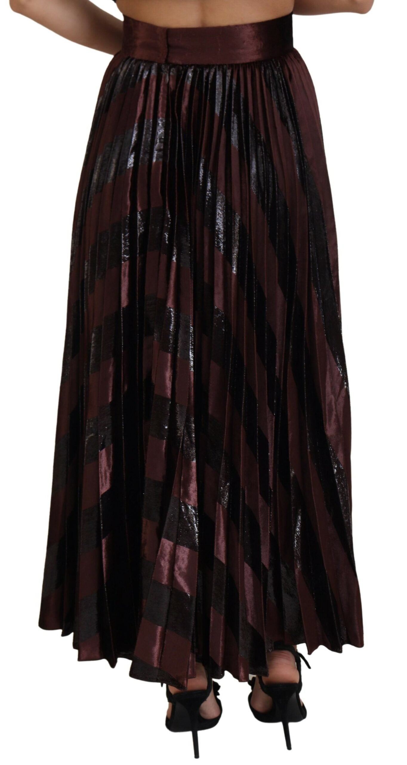 Dolce & Gabbana Brown Polyester High Waist A-line Maxi Skirt Dolce & Gabbana