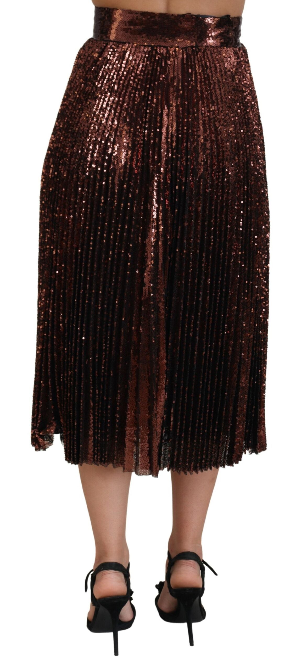 Dolce & Gabbana Bronze Sequined High Waist A-line Maxi Skirt Dolce & Gabbana