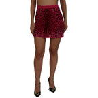 Dolce & Gabbana Pink Leopard High Waist A-line Mini Skirt