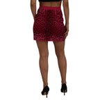 Dolce & Gabbana Pink Leopard High Waist A-line Mini Skirt