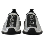 Dolce & Gabbana Silver Rhinestones Sorrento Sneakers Shoes