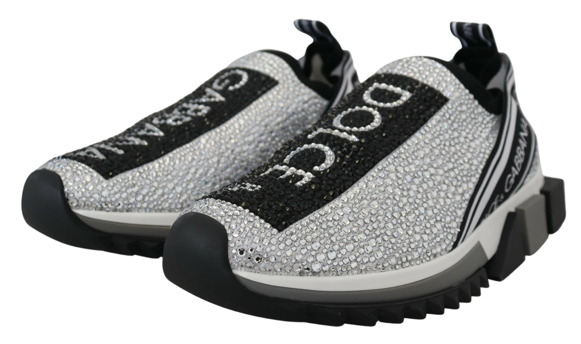 Dolce & Gabbana Silver Rhinestones Sorrento Sneakers Shoes Dolce & Gabbana