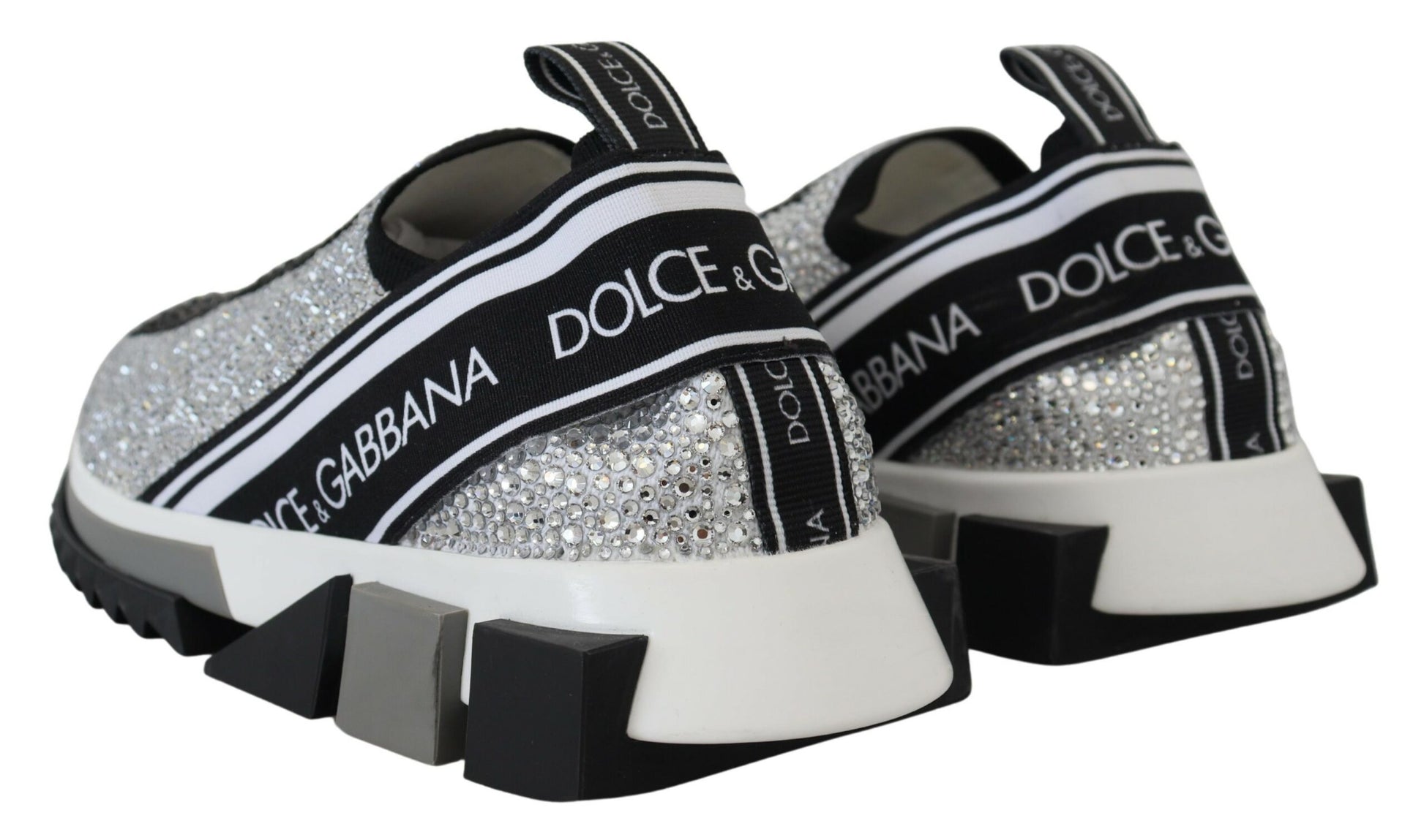 Dolce & Gabbana Silver Rhinestones Sorrento Sneakers Shoes Dolce & Gabbana