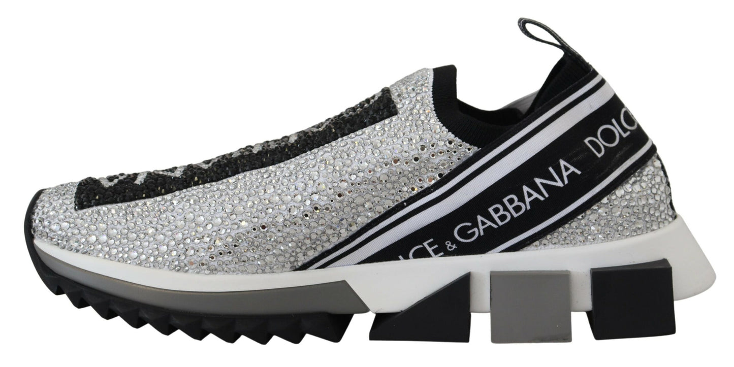 Dolce & Gabbana Silver Rhinestones Sorrento Sneakers Shoes Dolce & Gabbana