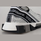 Dolce & Gabbana Silver Rhinestones Sorrento Sneakers Shoes