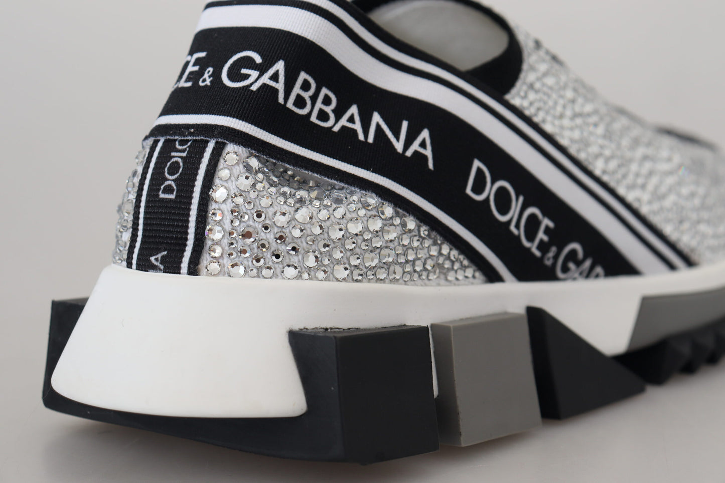 Dolce & Gabbana Silver Rhinestones Sorrento Sneakers Shoes Dolce & Gabbana