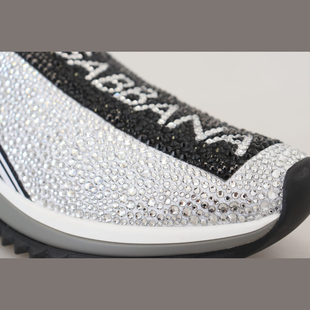 Dolce & Gabbana Silver Rhinestones Sorrento Sneakers Shoes
