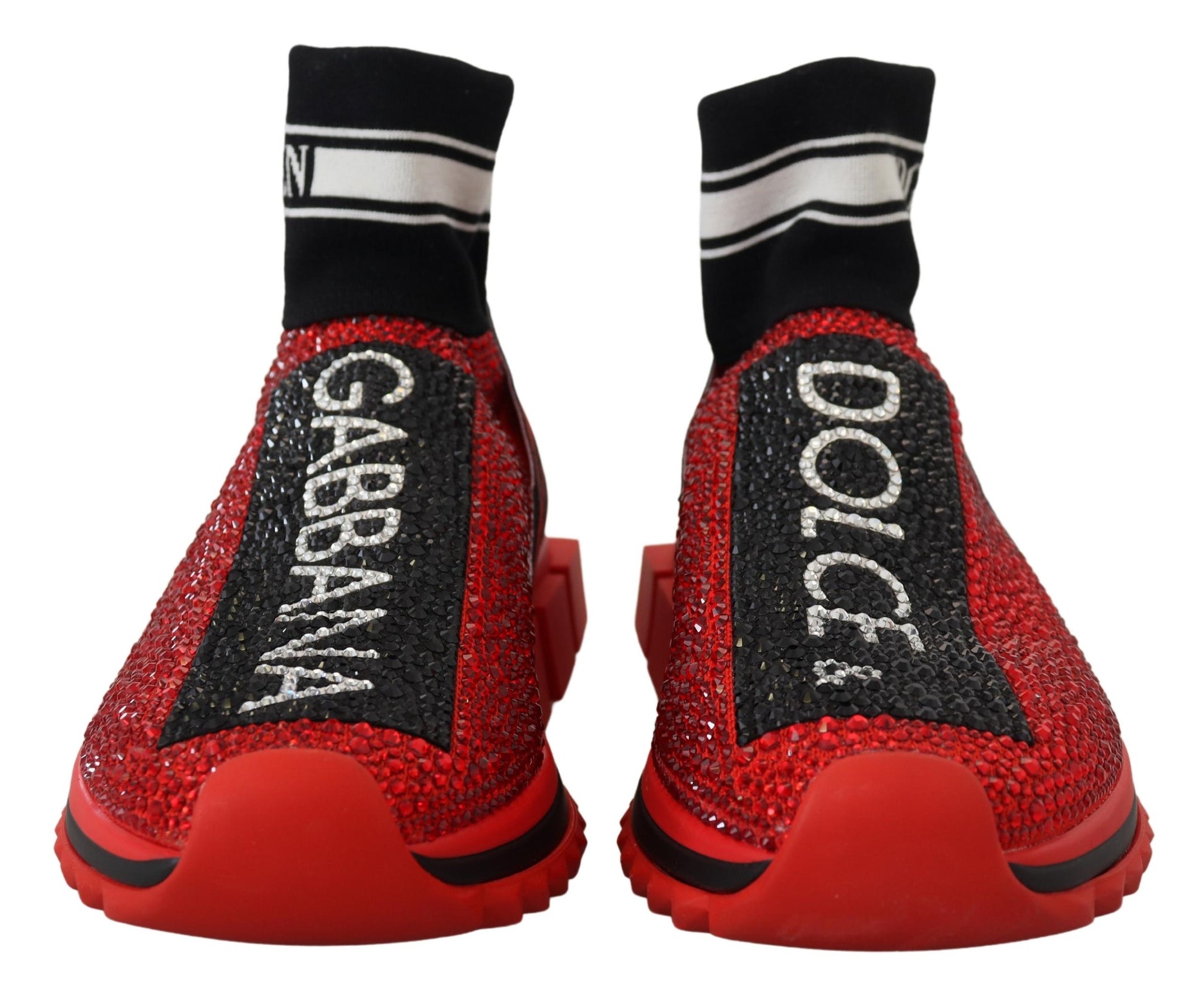 Dolce & Gabbana Red Bling Sorrento Sneakers Socks Shoes Dolce & Gabbana