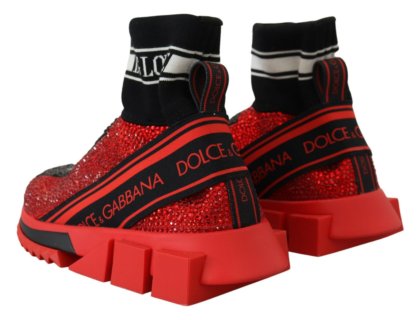 Dolce & Gabbana Red Bling Sorrento Sneakers Socks Shoes Dolce & Gabbana