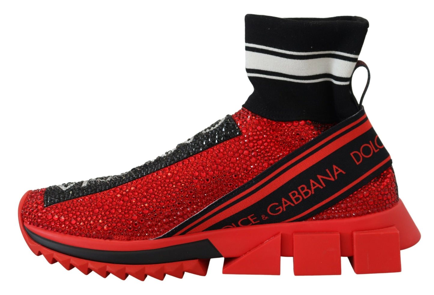 Dolce & Gabbana Red Bling Sorrento Sneakers Socks Shoes Dolce & Gabbana
