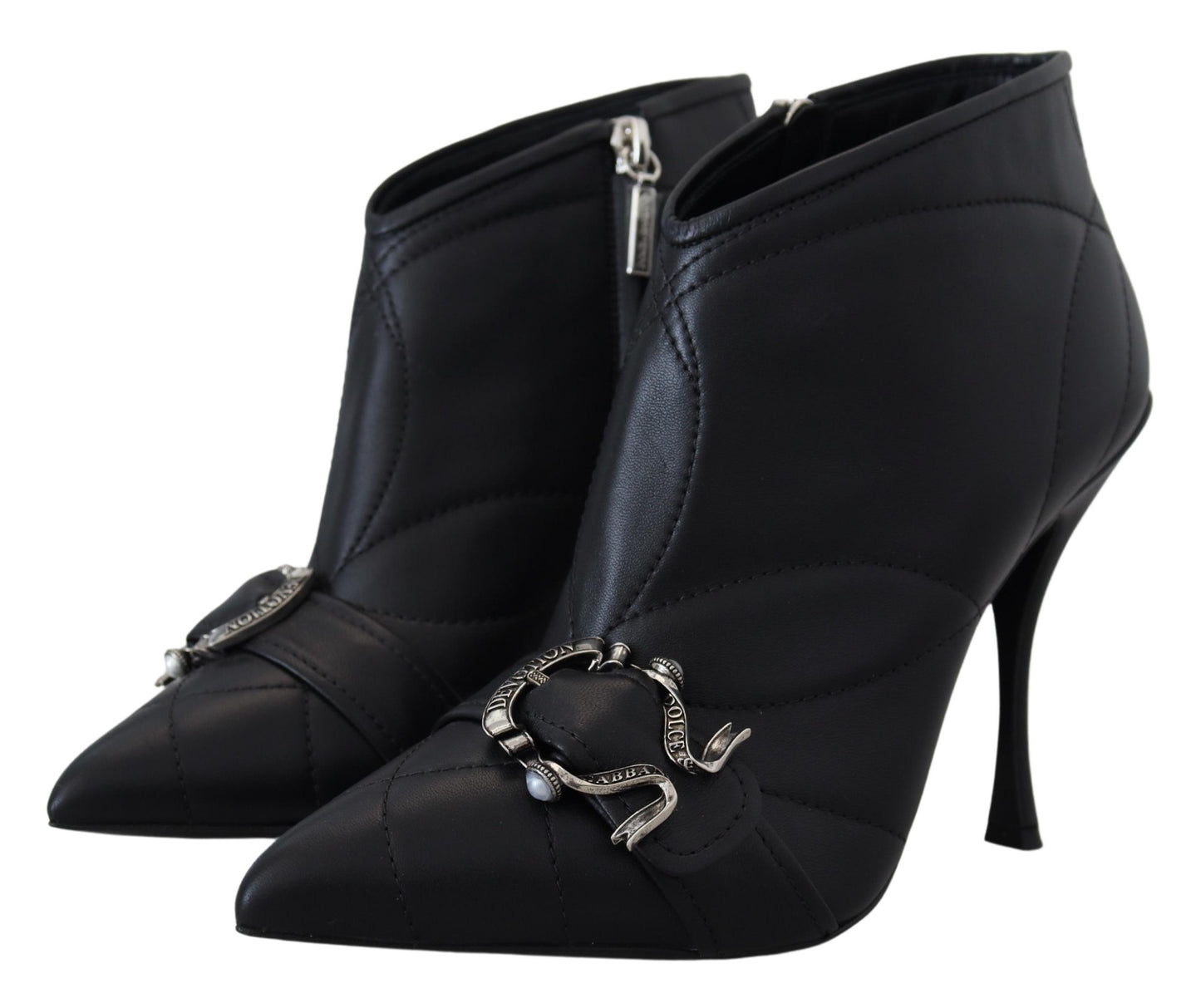 Dolce & Gabbana Black Devotion Quilted Buckled Ankle Boots Shoes Dolce & Gabbana